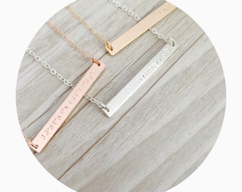 Skinny Bar Necklace | Narrow Name Bar Necklace | Nameplate Necklace | Thin Bar Necklace | Initial Bar Necklace | Bridesmaid Necklace