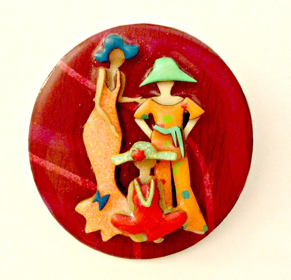 4 Artistic Pins Lucinda Yates Woman Pin Heart Pin