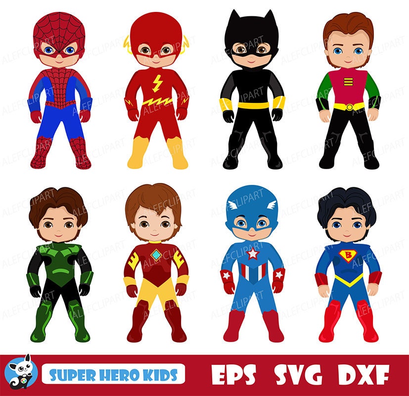 Download Boys in superhero costume. SVG Silhouette Cut Files Cricut