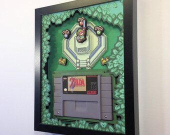Zelda: A Link to the Past Cartridge Holder Shadow Box for SNES with optional Replica Cart