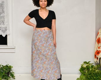 90s vintage colorful floral maxi skirt