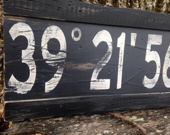 Wood Sign Latitude Longitude/Custom Longitude Latitude Wood Sign/family GPS coordinates sign/distressed coordinates/gray latitude