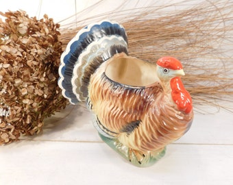 Vintage Relpo 5293 Turkey Planter, Thanksgiving Centerpiece, Relpo Planter, Fall Decor