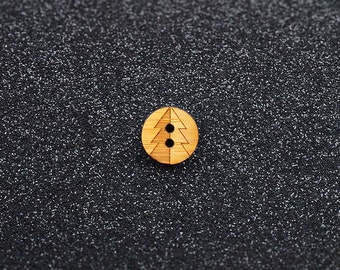 6x Christmas Tree Button - Bamboo (seasonal special, wooden buttons, xmas, christmas jumper, sewing, timber, wood, dressmaking, handmade)