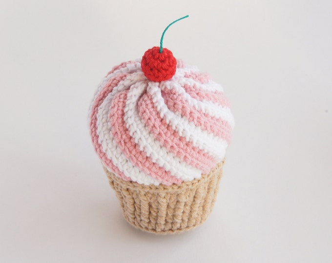 Strawberry Cherry Crochet Cupcake - Amigurumi- Play Food - Teething Toy - Learning toy - Baby gift - Pretend Play
