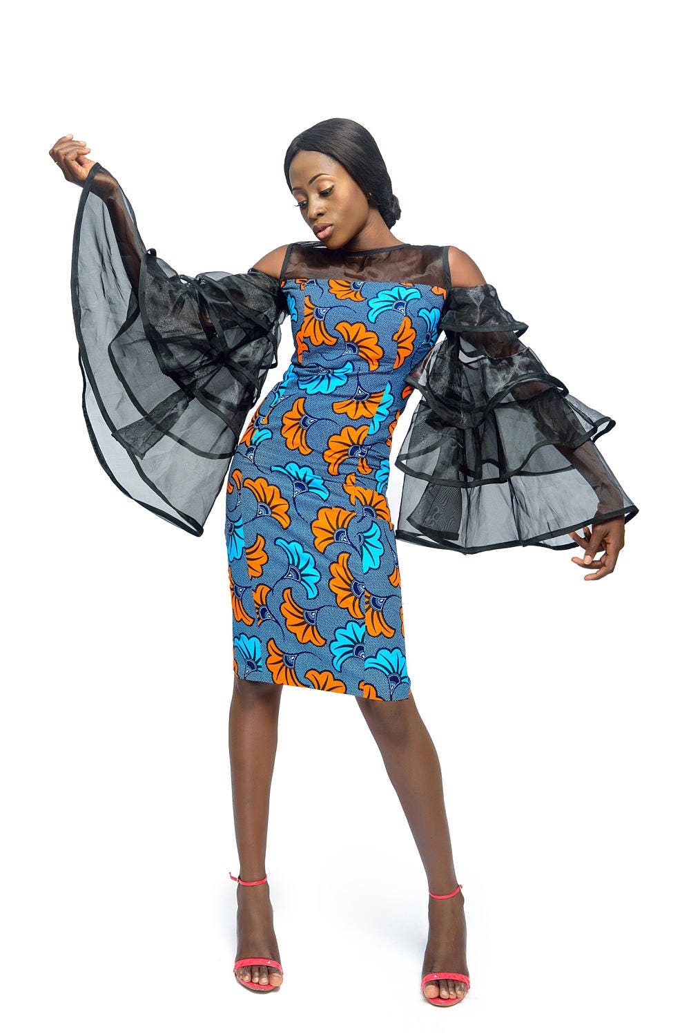 Ankara gowns with bell sleeves women