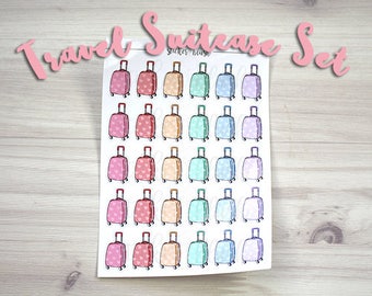 Cute colorful heart suitcase travel planner stickers Matte or Glossy - for use with Erin condren planner - #57