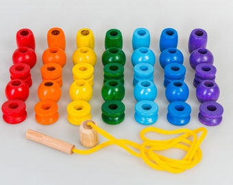 Wooden lacing toy - Learning Toy - Montessori toddler toy - Toddler birthday gift - Wooden toy - Educational toy