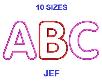 Applique Embroidery Font Set - 10 Size - JEF Format Embroidery Alphabet - Embroidery Letters - Machine Embroidery Designs Patterns