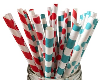 Dr Seuss Straws, Paper Straws, Cat in the Hat, birthday party, Party Decoration, Dr Seuss theme, kids party, Party Decor Dr Seuss Party, 25