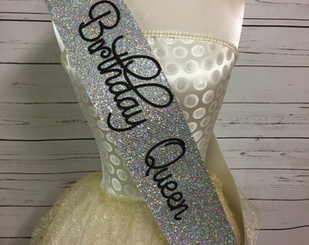 21st Birthday Sash Pink Glitter Sash Personalised Sash