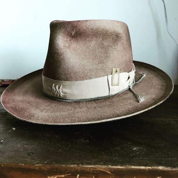 Items similar to Custom wide brim western fedora aged and distressed ...