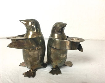Vintage Silverplate Penguin Candle Holder