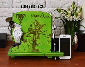 Harley Quinn Accessories Docking Station Suicide squad DC comics harley quinn home decor harley harley quinn design harley quinn wood sign