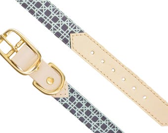 Cross | leather dog collar. Dog collar - Dog - Gold - Natural - Blue - Gray - FYRAH