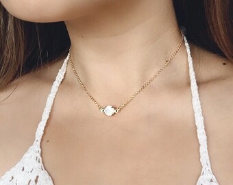 Opal Choker Necklace / Gold Choker Necklace / Gold Layering Necklace / Bridesmaid Necklace
