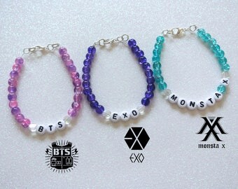 BTS/EXO/MONSTA X Cute Kpop Bracelets / Rap Monster Jin Suga J-Hope Jimin V Jungkook Shownu Jooheon Wonho Minhyuk Kihyun I.M Kai Sehun