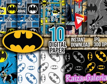 AWESOME Batman Paper. Instant Download - Scrapbooking - DC Comics Printable Paper BATMAN