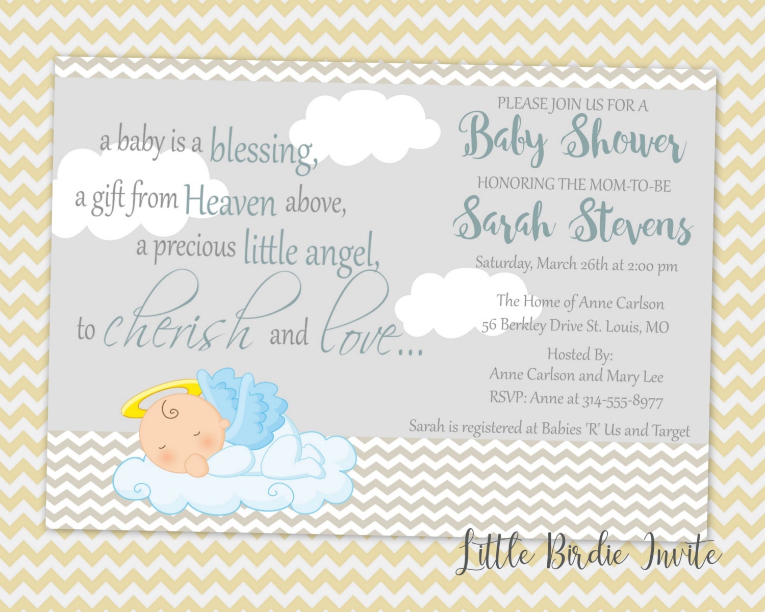 Heaven Sent Baby Shower Invitation Religious Baby Shower