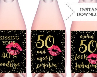 50th wine labels | Etsy