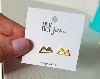 Mountain stud earrings, Outdoor earrings, adventure earrings, gold mountain earrings, gold stud earrings, mountain studs