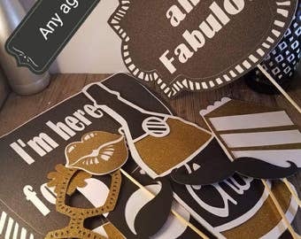 40th birthday decorations, 60th birthday, 65th birthday decorations, 50th photo booth props, Birthday photo props, 70th birthday party, phot