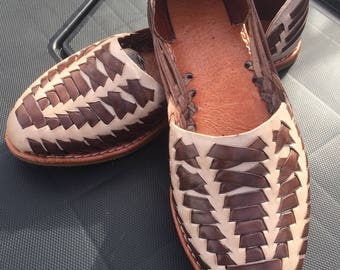 vintage leather sandals 1970s men's huaraches size 10