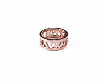 Custom Name Rings, Personalized Name Rings, Engraved Name Rings, Nameplate Rings, Hollow out Rings, Custom Rings, Silver Rings, Gift for Her