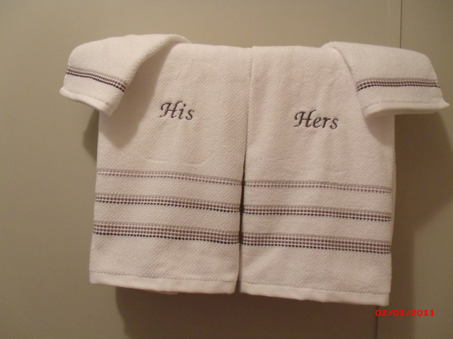 His and Hers Bath Towel set Embroidered His and Hers Bath