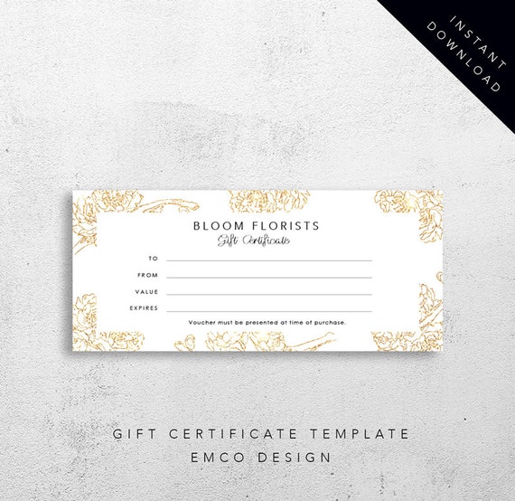 Bloom Gift Certificate Template Florist Gift Voucher