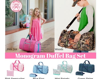Monogram Duffel Bag Set/ Personalized overnight bags/ Monogram weekend bag/ Gym bag/ luggage/Kids duffel bag, Baby Shower gift, summer camp