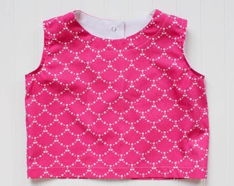 Pink Pearl Crop Top - girls top, tank top, pink shirt, birthday outfit, spring outfit, Easter top