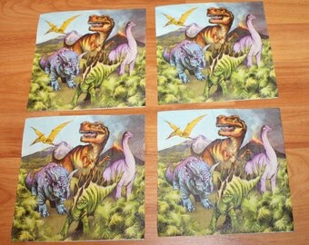 Paper napkins for decoupage;Dinosaur napkins;Decorative napkins;Set of 4 napkins;Decoupage napkins;Paper crafts;Decoupage supplies