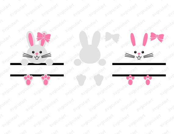 Download Sweet easter bunny Split Bow Frame rabbit DXF SVG by SvgCutArt