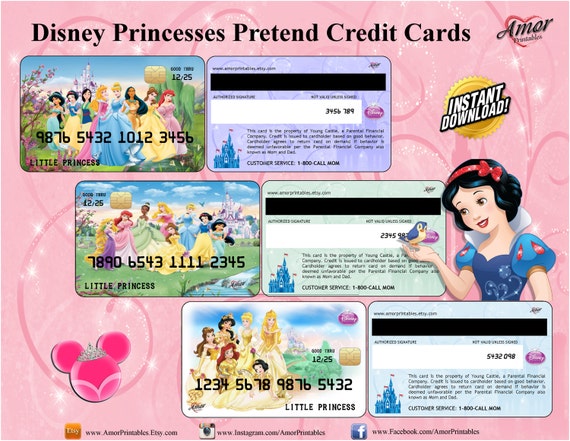 disney princess pretend credit cards membership cards