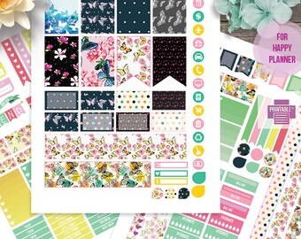 Butterfly Planner Stickers Printable, Butterfly Kit Mambi Happy planner, Monthly/Weekly Kit, Printable Sampler,Instant download,Colorful