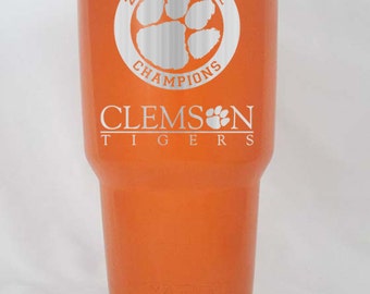 Clemson national champs yeti with 2 engraved sides custom