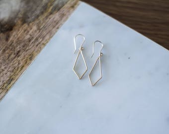Elongated Diamond Outline Earrings