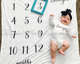 Monthly Baby Blanket, New Baby Gift, Baby Picture Blanket, Gift for Baby Boy, Gift for Baby Girl, Month by Month, Month Blanket, Baby Shower