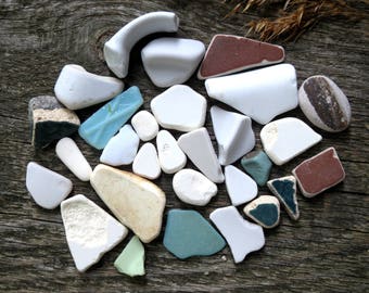 Sea pottery pieces gift for architect beach pottery sea ceramic vintage pottery shards pottery necklace sea pottery art blue pottery bulk