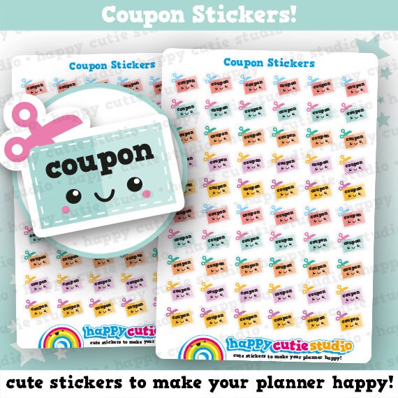 60 Cute Coupon/Couponing/Voucher Planner Stickers Filofax
