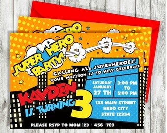 Superhero Invitation, Superhero Birthday Invitation, Super Hero Invitation, Comic Invitation, Superhero Party, Party Printable