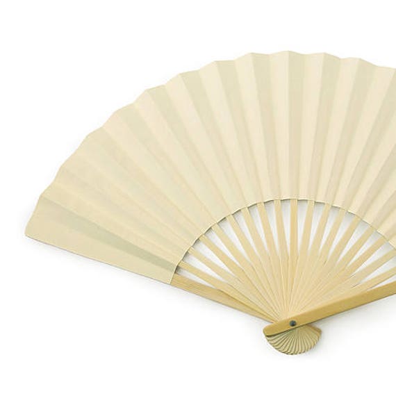 10 pcs Ivory Hand Fans with Personalized Clear Hand Fan