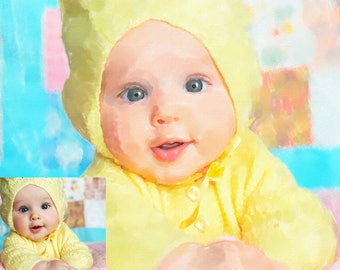 Сustom baby portrait, portrait from photo, portrait painting, family portrait, watercolor portrait, baby portraits, custom portraits, baby