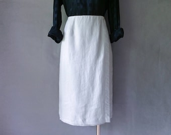 Vintage 100% linen pencil/midi/secretary skirt women's size M/L