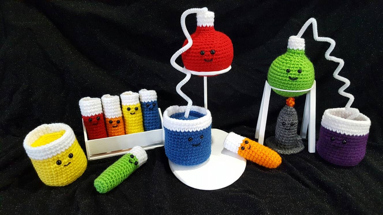 Crocheted Large Chemistry Set Crochet Lab Set