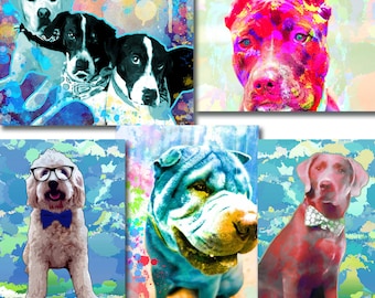 Custom dog Portrait, Custom pet portrait, Pop art dog portrait, Custom dog pop art, watercolor dog art, Dog portrait from photo, Pet loss