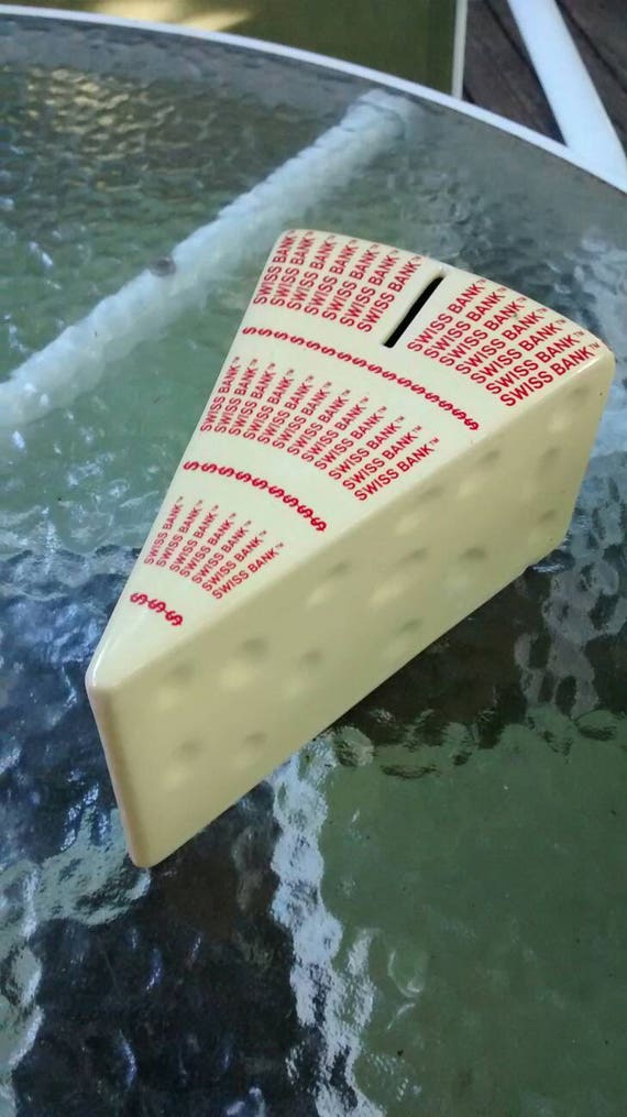 Swiss bank vintage ceramic Swiss cheese money bank unique