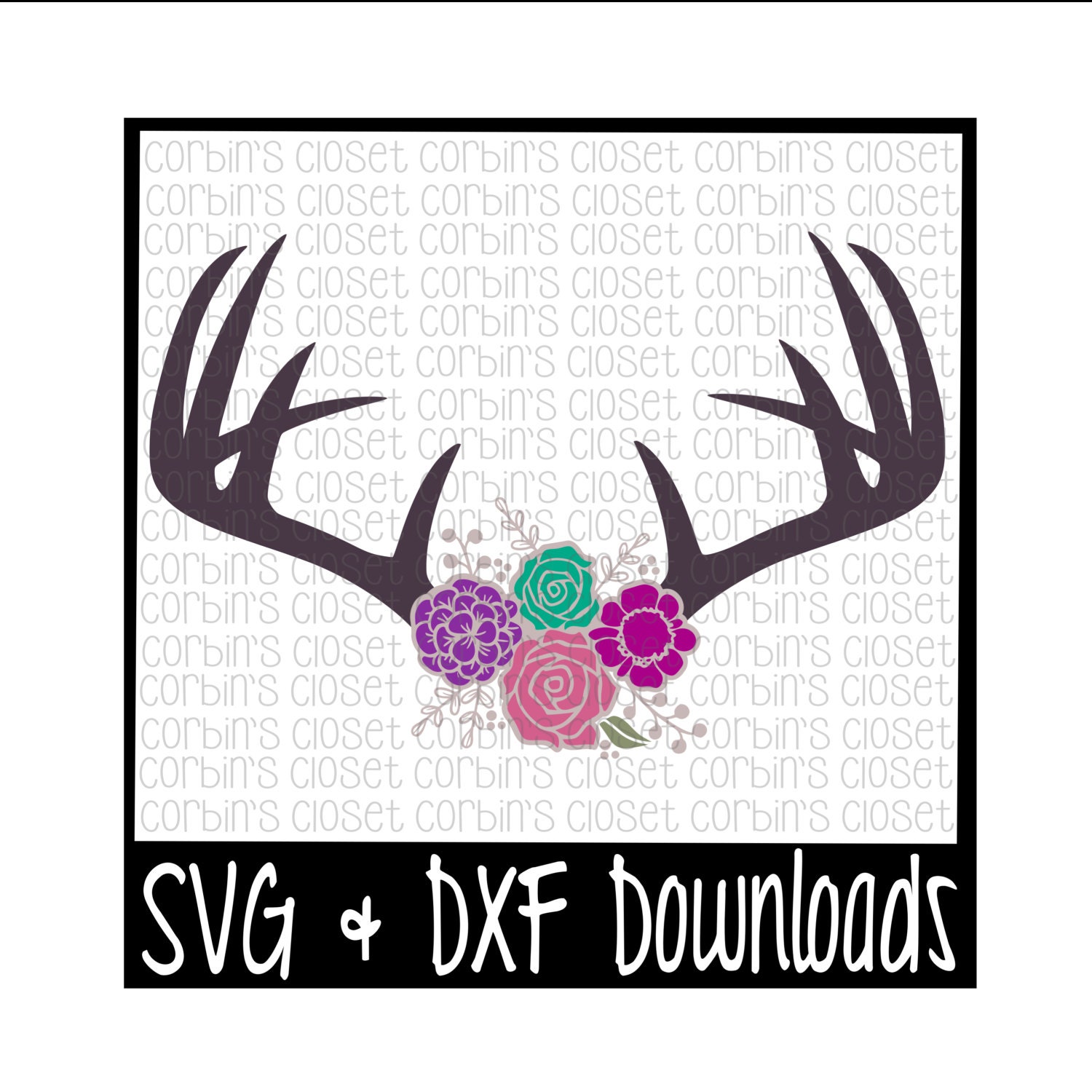 Download Floral Antlers SVG Antique Flowers Deer Antler SVG Cut