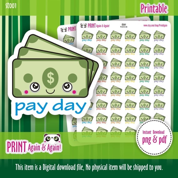 Pay Day Payday USD Planner Stickers Filofax Erin Condren